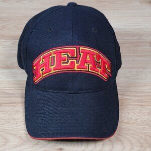 Miami Heat American Needle Strapback Hat Cap Black Red Yellow NBA Spellout Logo